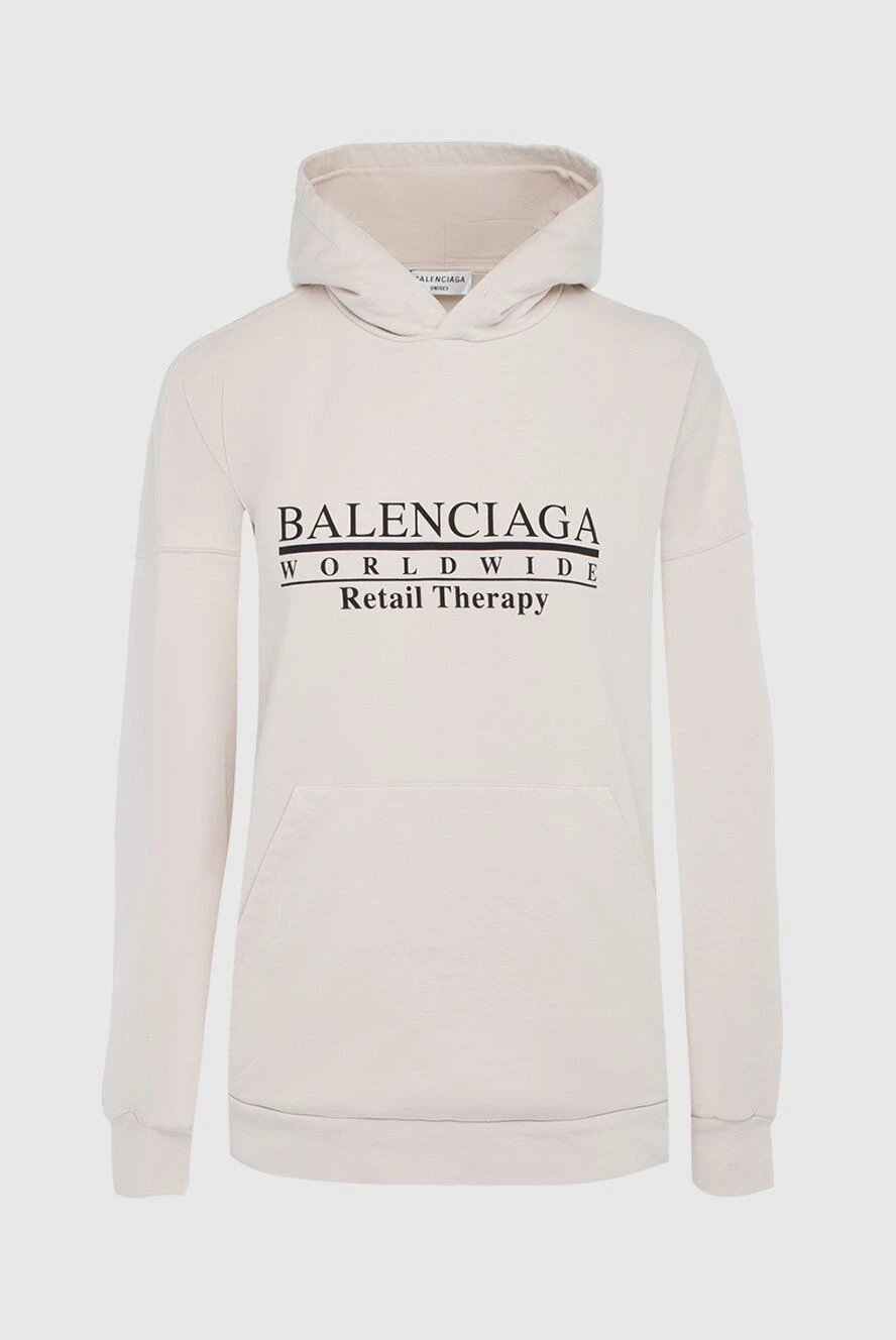 Balenciaga Hoodie made of cotton for women beige - logo. hood, front pocket. 100% cotton. Country of manufacture: Italy. Care: specialized cleaning - photo 1