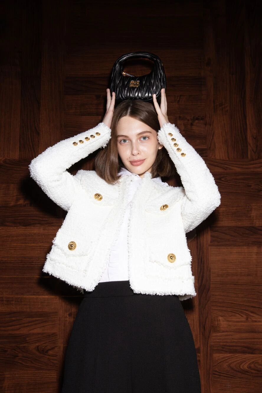 Saint Laurent women's blouse with jabot and ruffles white 163911