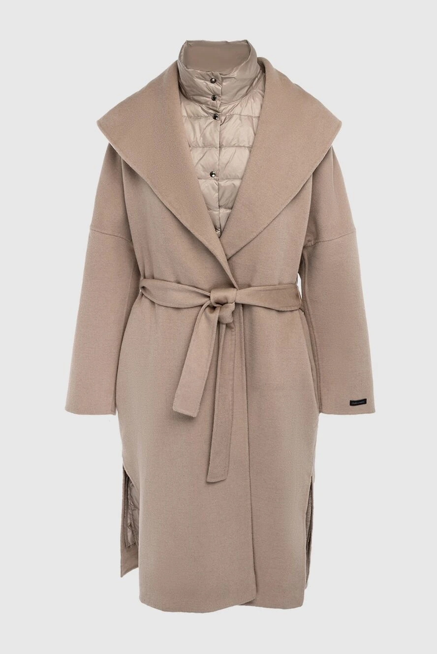 Peserico Beige wool and cashmere coat for women - 10% cashmere, 90% wool. belt, buttons. two side pockets. Country of manufacture: Italy. Care: specialized cleaning - photo 1