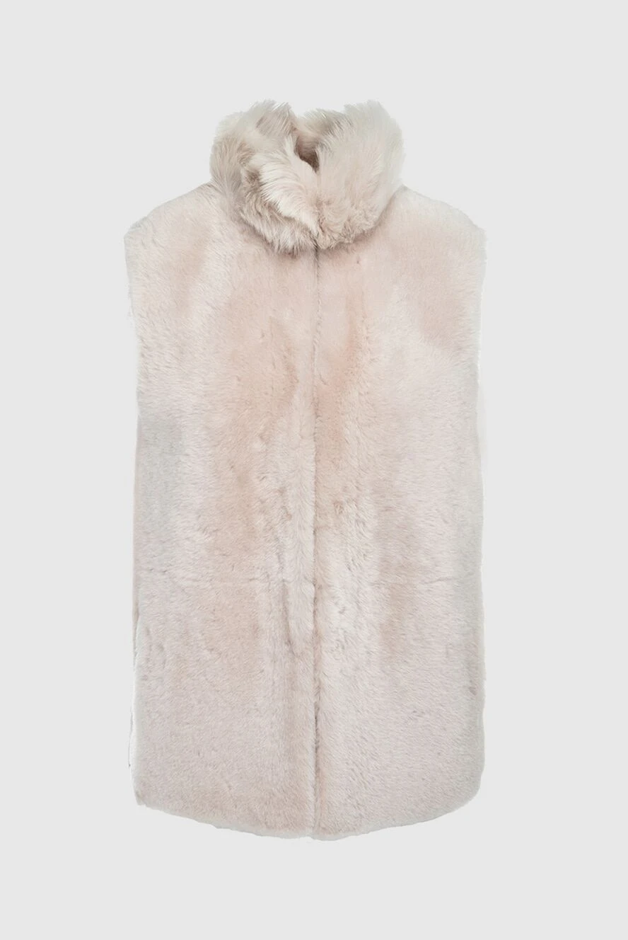 Peserico White women's vest made of natural fur - 100% real fur, genuine leather. Closure: zipper. Country of manufacture: Italy. Care: specialized cleaning - photo 1