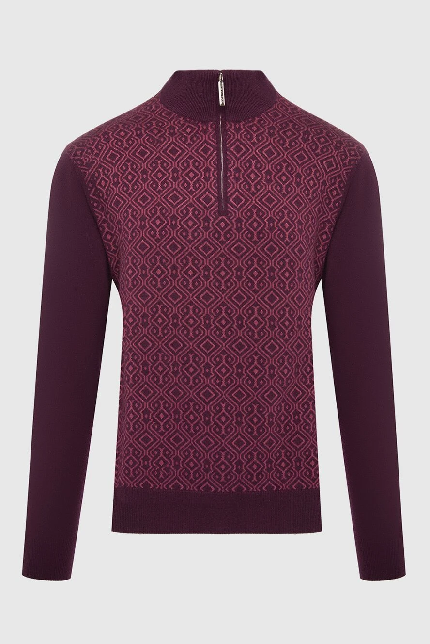 Stefano Ricci Тройер из кашемира и шелка бордового цвета с геометрическим узором - Контрастная отделка. 95% кашемир, 5% шёлк. Молния. Страна производитель: Италия. Уход: специализированная чистка - фото 1