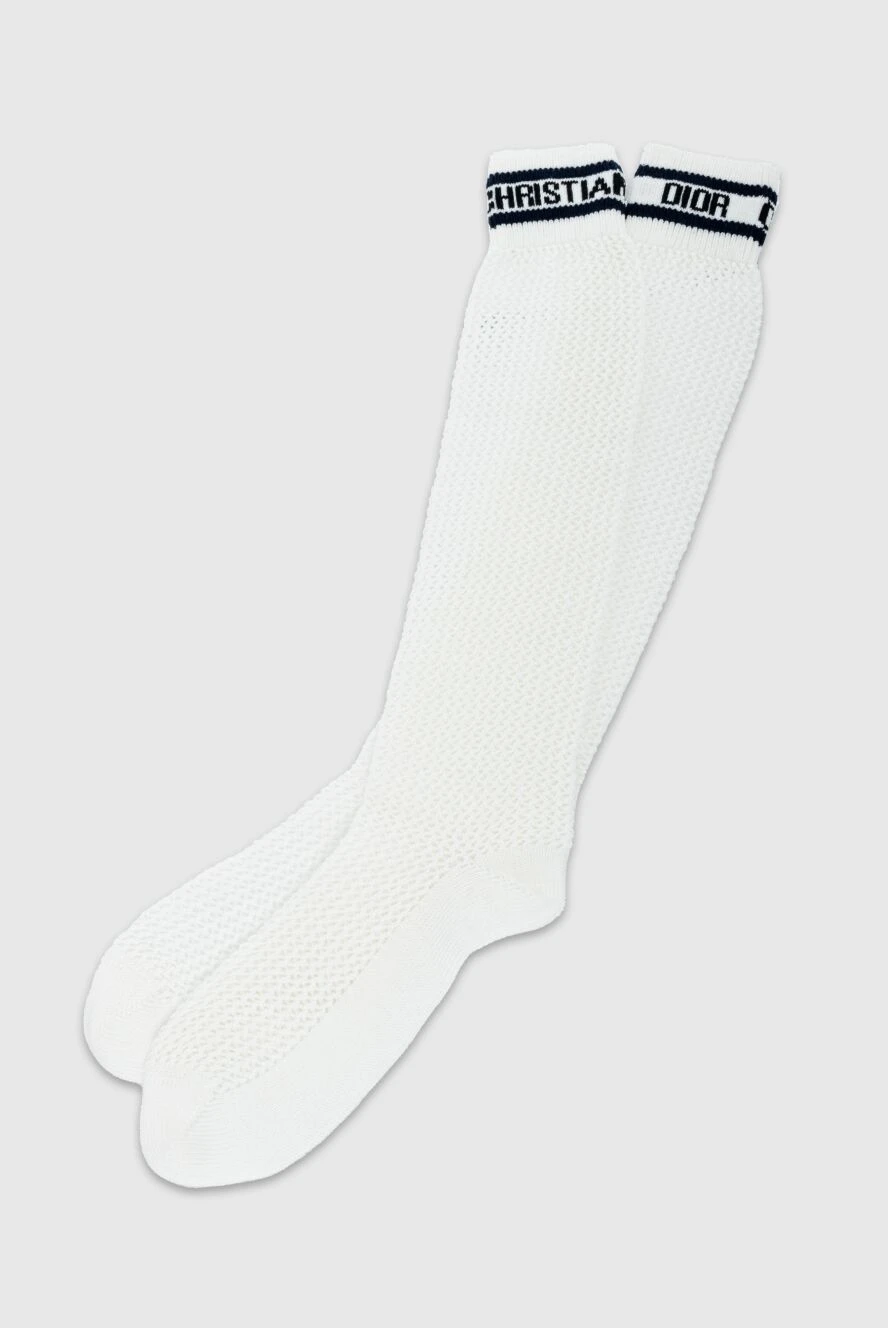 Dior Women's high cotton socks with a logo white - logo. cotton. Country of manufacture: Italy. Care: specialized cleaning - photo 1