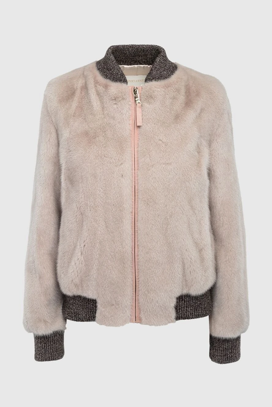 Antonio Arnesano Pink fur bomber for women - Decoration: contrasting cuffs and elastic waistband at the bottom. 100% mink fur. zipper. two pockets. Country of manufacture: Italy. Care: specialized cleaning - photo 1