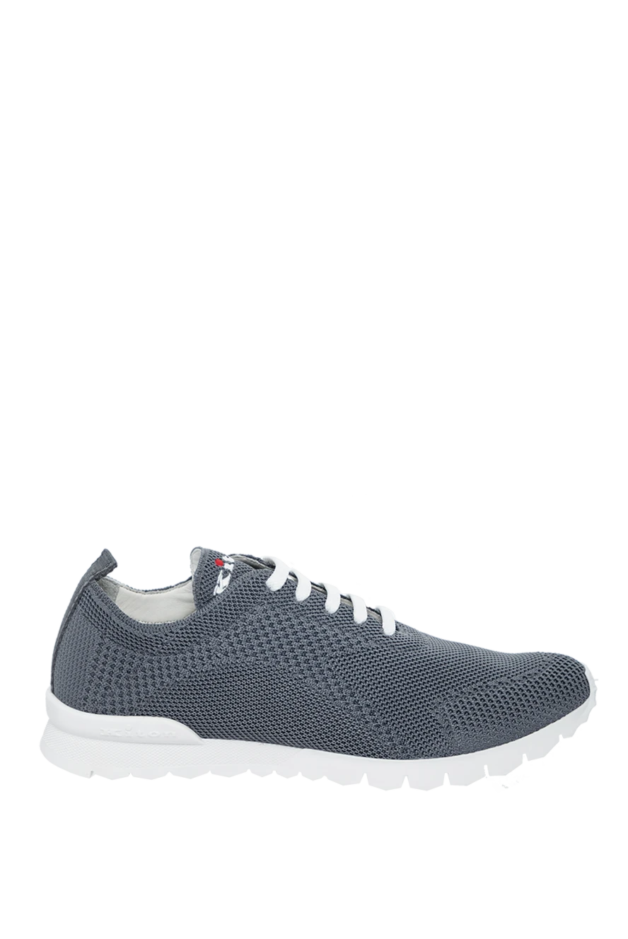 Kiton Gray men's textile sneakers - Logo. 90% cotton, 10% elastane. laces. height 2 cm. Country of manufacture: Italy. Care: specialized cleaning - photo 1