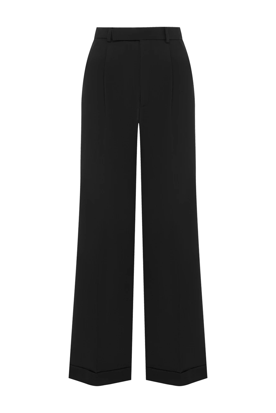 Saint Laurent Women's classic black woolen pants - two pockets. 100% wool. zipper. Country of manufacture: Italy. Care: specialized cleaning - photo 1