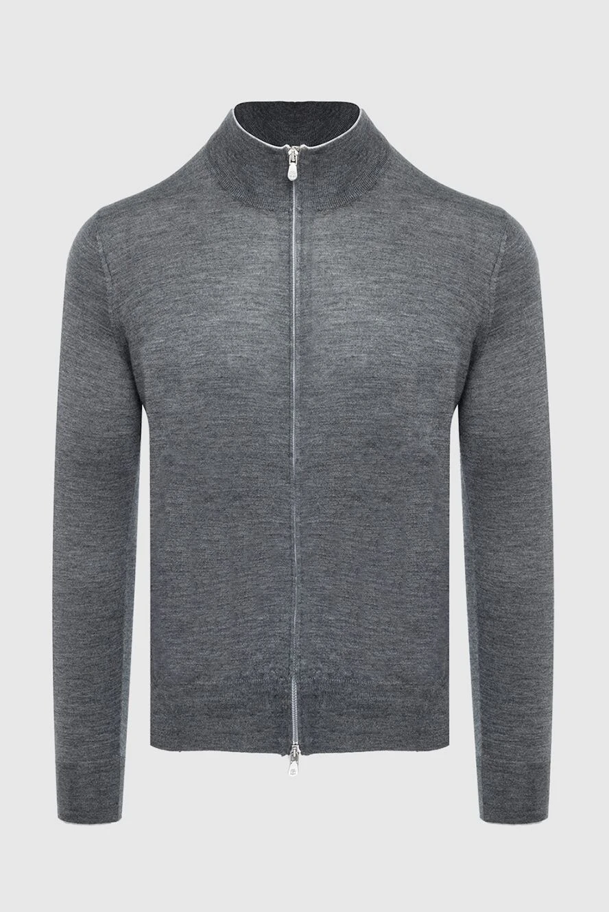 Brunello Cucinelli Кардиган чоловічий з кашеміру та шовку сірий - 70% кашемір, 30% шовк. Блискавка. Країна виробник: Італія. Догляд: спеціалізоване чищення - фото 1