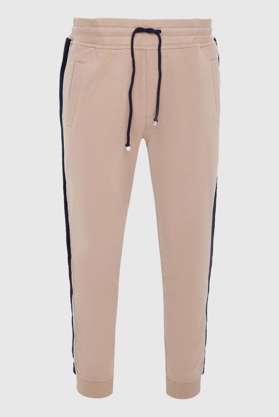 Brunello Cucinelli Beige cotton and elastane men's sweatpants. - Stripes. 95% cotton, 5% elastane. Closure: Drawstring. Two side pockets. Country of manufacture: Italy. Care: specialized cleaning - photo 1