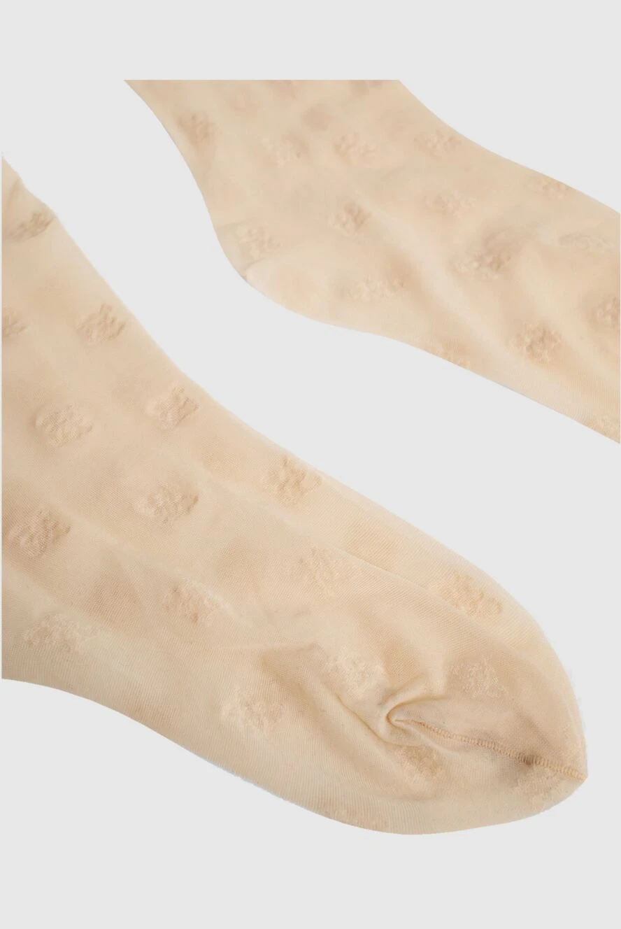 Fendi Women's tights with a logo beige - logo. polyamide, elastane. Country of manufacture: Italy. Care: specialized cleaning - photo 1