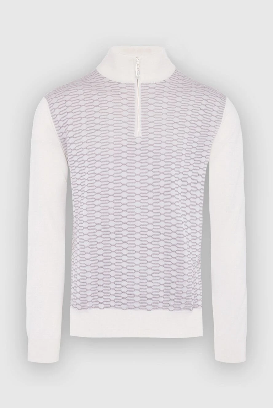 Stefano Ricci Тройер із кашеміру та шовку молочного кольору з візерунковою передньою панеллю. - Контрастні вставки, візерунок ромби. 60% кашемір, 40% шовк. Блискавка. Країна виробник: Італія. Догляд: спеціалізоване чищення - фото 1