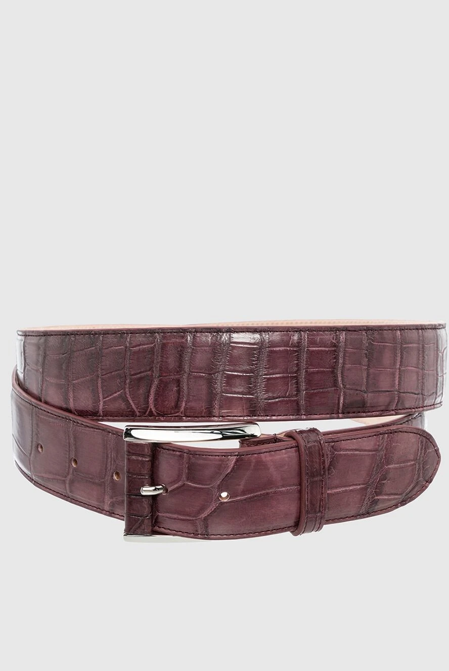 Cesare di Napoli Crocodile leather belt burgundy for men - Textured leather. 100% crocodile leather. Size: Width 4cm. Buckle. Country of manufacture: Italy. Care: specialized cleaning - photo 1