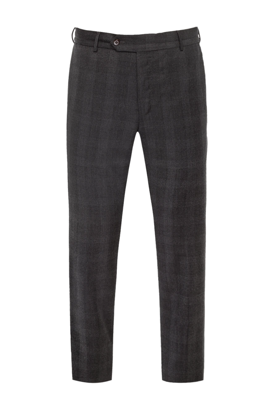 PT01 (Pantaloni Torino) Gray wool pants for men - check pattern. 100% wool. Closure: button, zipper. two side pockets, two back pockets. Country of manufacture: Italy. Care: specialized cleaning - photo 1