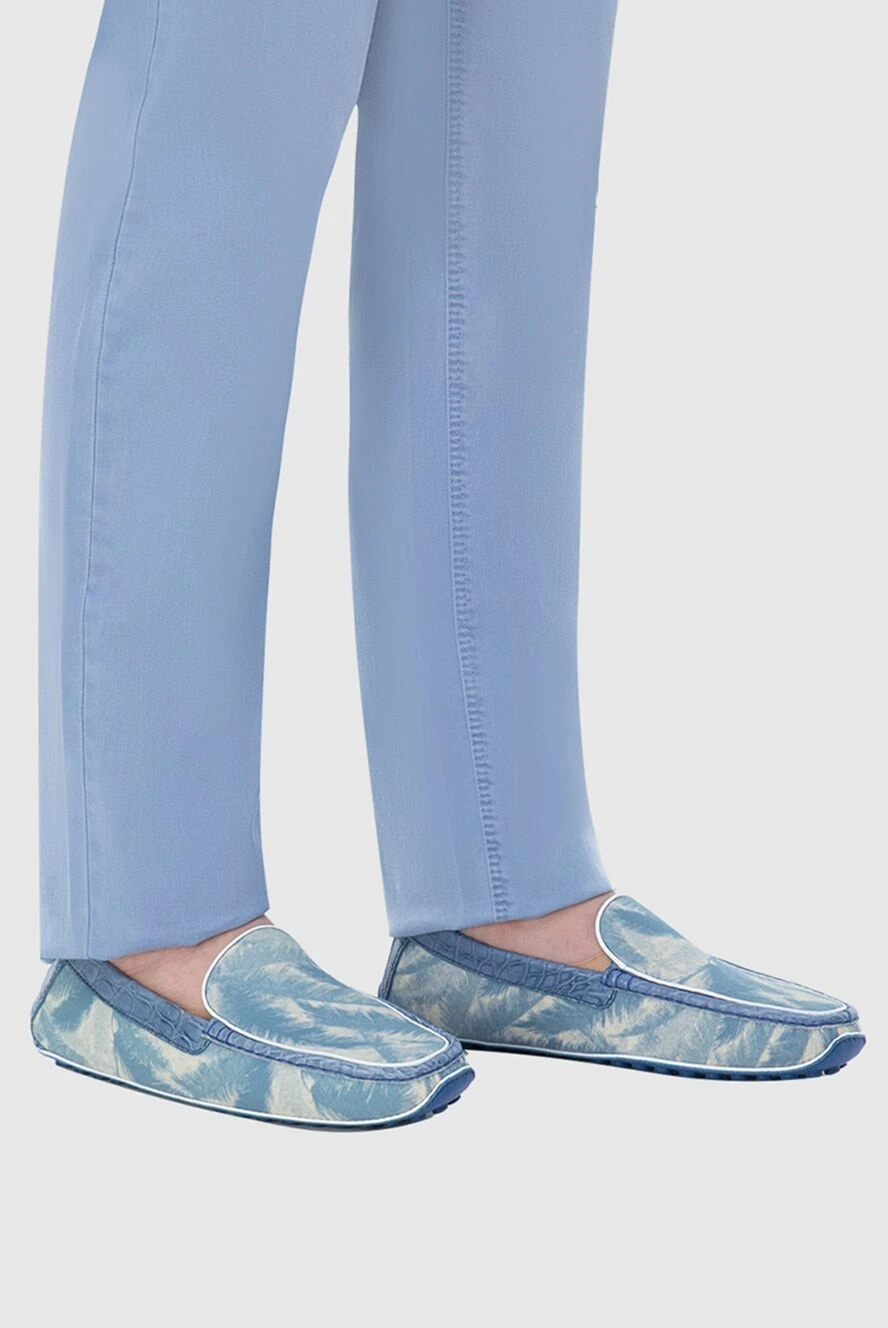 Zilli мокасини блакитні візерчасті шкіряні зі вставками шкіри