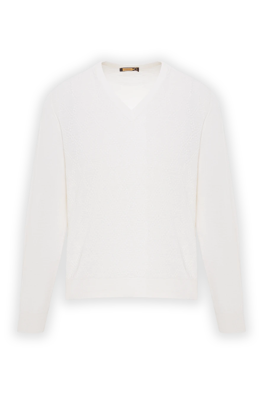 Zilli Джемпер из шелка и льна белый мужской - Вырез. 70% лён, 30% шёлк. Страна производитель: Франция. Уход: специализированная чистка - фото 1