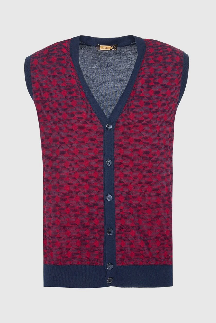 Zilli Men's vest made of cotton and silk red - Neckline, contrasting pattern. 60% silk, 40% cotton. Closure: Buttons. Country of manufacture: Italy. Care: specialized cleaning - photo 1