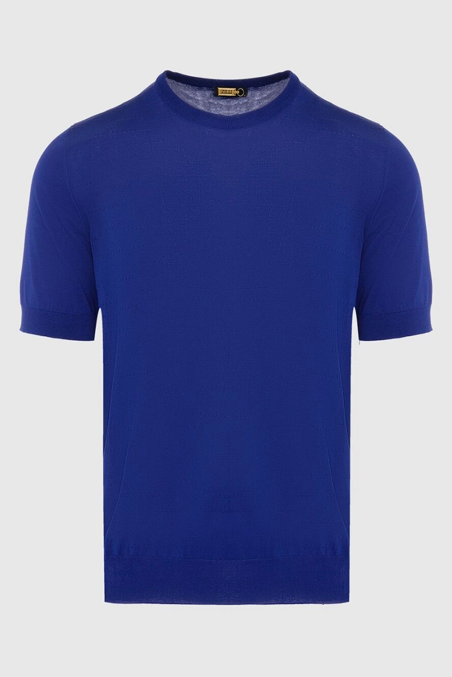 Zilli Short sleeve jumper made of silk and cotton blue for men - Short sleeve. 50% silk, 50% cotton. Country of manufacture: Italy. Care: specialized cleaning - photo 1