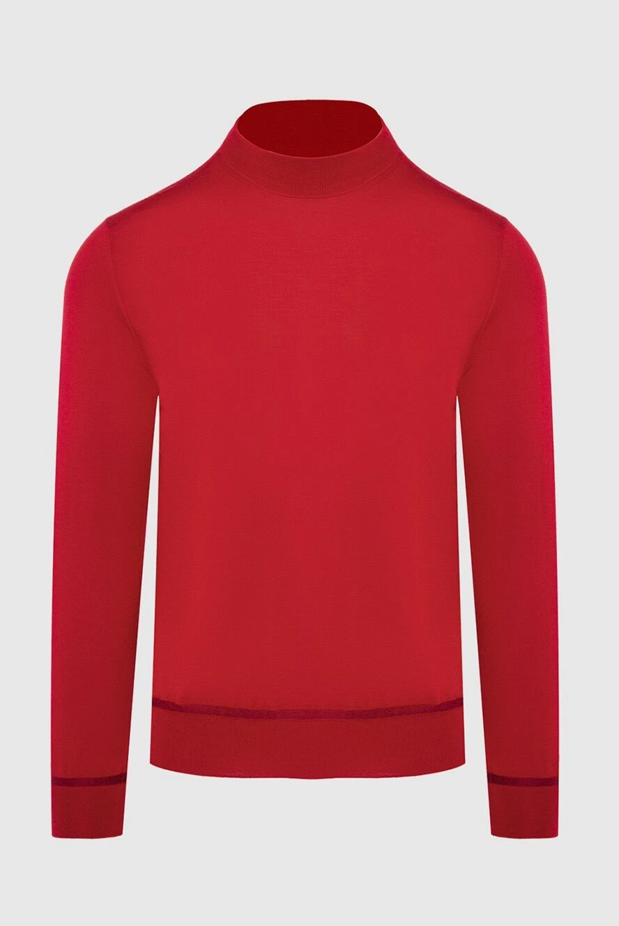 Zilli Men's high-collar stand-up jumper made of cashmere and silk red - Contrast cuffs. High collar stand. 60% cashmere, 40% silk. Country of manufacture: Italy. Care: specialized cleaning - photo 1