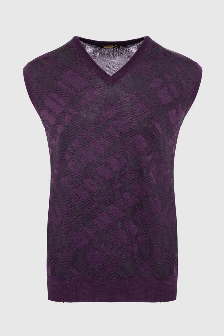 Zilli Men's cashmere and silk vest purple - Neckline, contrasting pattern. 60% cashmere, 40% silk. Country of manufacture: Italy. Care: specialized cleaning - photo 1