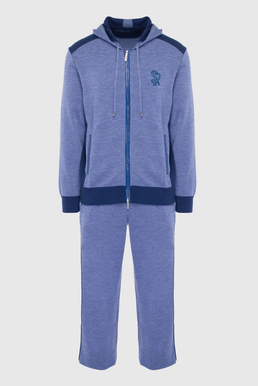 Stefano Ricci Костюм спортивный мужской из кашемира и кожи крокодила синий - Контрастная отделка, логотип бренда. Капюшон. 100% кашемир, 100% кожа крокодила. Кулиска, молния. Четыре боковых кармана. Страна производитель: Италия. Уход: специализированная чистка - фото 1