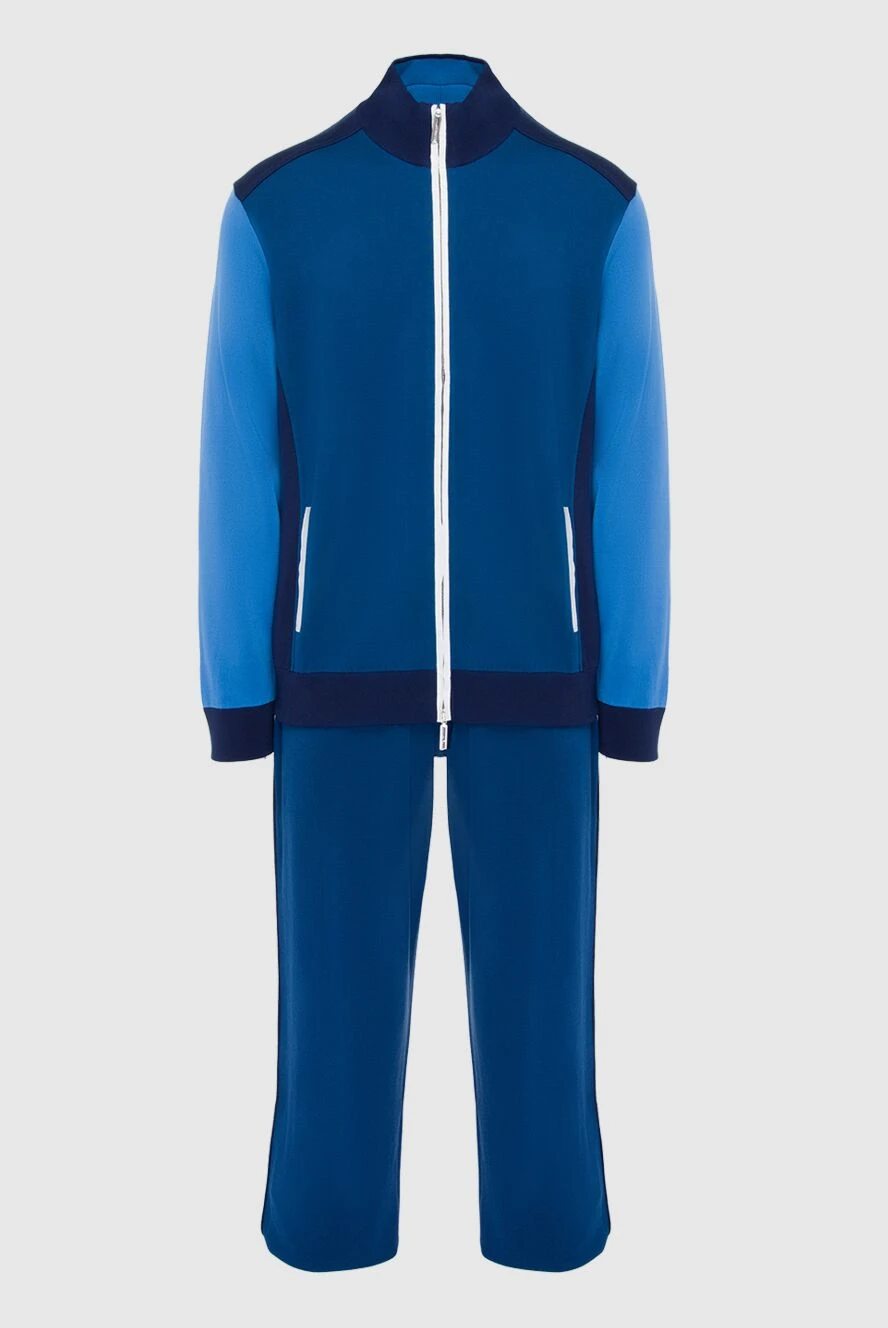 Stefano Ricci Костюм спортивный мужской из шелка и кожи крокодила синий - Контрастная отделка, вставки из кожи крокодила. 100% шёлк, 100% кожа крокодила. Кулиска, молния. Четыре боковых кармана. Страна производитель: Италия. Уход: специализированная чистка - фото 1