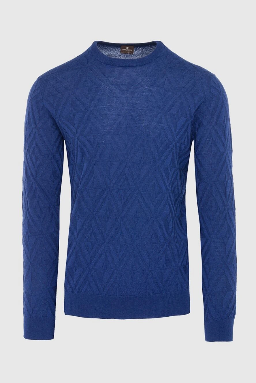 Dalmine Wool, silk and cashmere jumper blue for men - Decor: Knit, geometric pattern. Composition: 70% wool, 20% silk, 10% cashmere. Country of manufacture: Italy. Care: specialized cleaning - photo 1