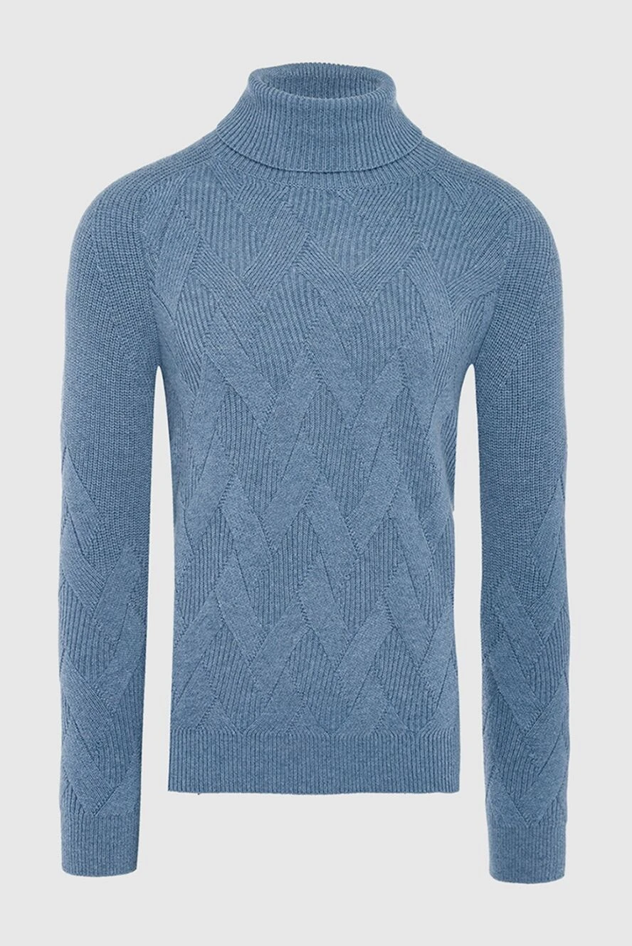 Malo Men's cashmere golf blue - High neck. 100% cashmere. Country of manufacture: Italy. Care: specialized cleaning - photo 1