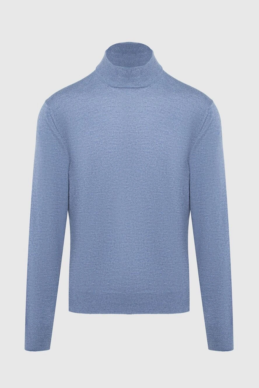 Gran Sasso Men's wool golf blue - High neck. 100% wool. Country of manufacture: Italy. Care: specialized cleaning - photo 1