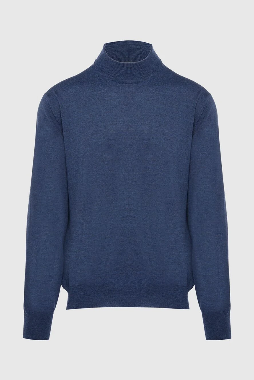 Gran Sasso Men's high-collared woolen jumper blue - High collar stand. 100% wool. Country of manufacture: Italy. Care: specialized cleaning - photo 1