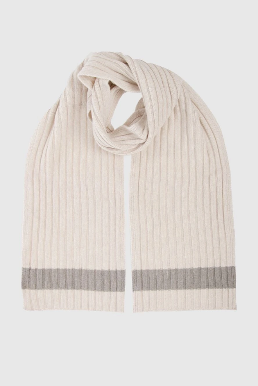 Gran Sasso Cashmere scarf beige for men - contrasting stripe. 100% cashmere. Country of manufacture: Italy. Care: specialized cleaning - photo 1