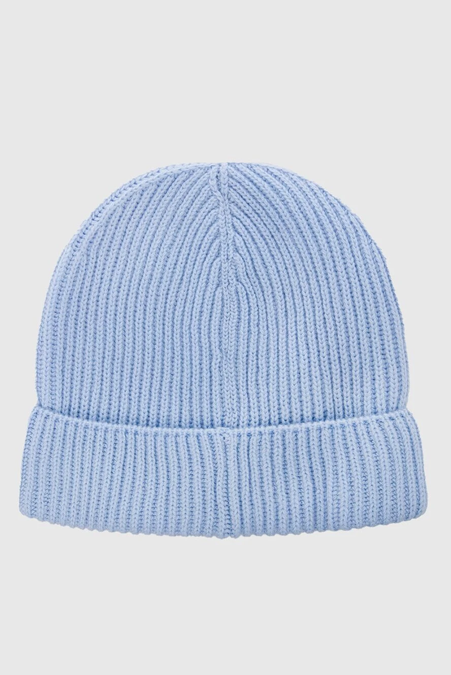 Gran Sasso Blue cashmere hat for women with a ribbed design - 100% cashmere. Country of manufacture: Italy. Care: specialized cleaning - photo 1