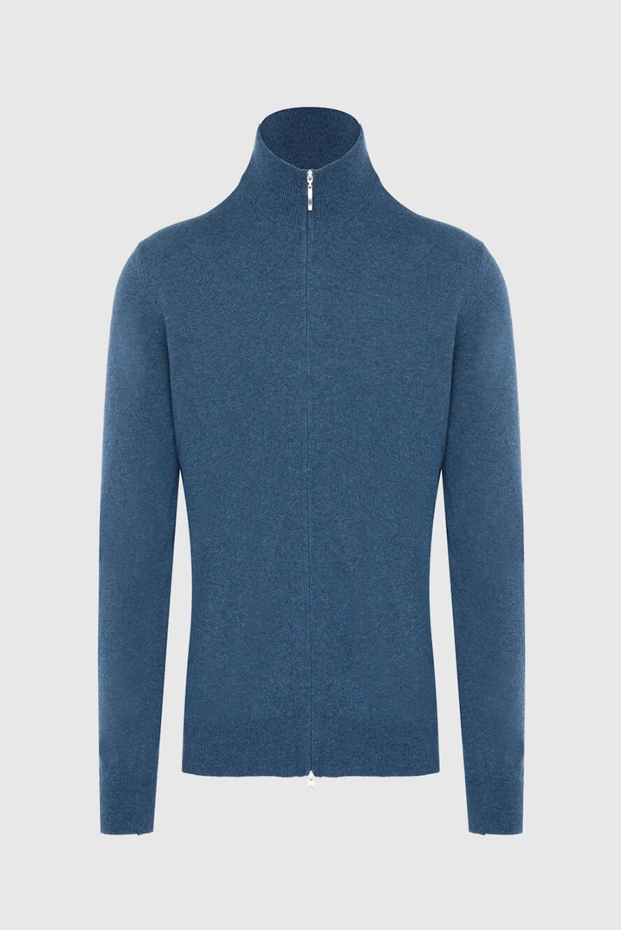 Gran Sasso Men's cashmere cardigan blue - Gate stand. 100% cashmere. Closure: Zipper. Country of manufacture: Italy. Care: specialized cleaning - photo 1