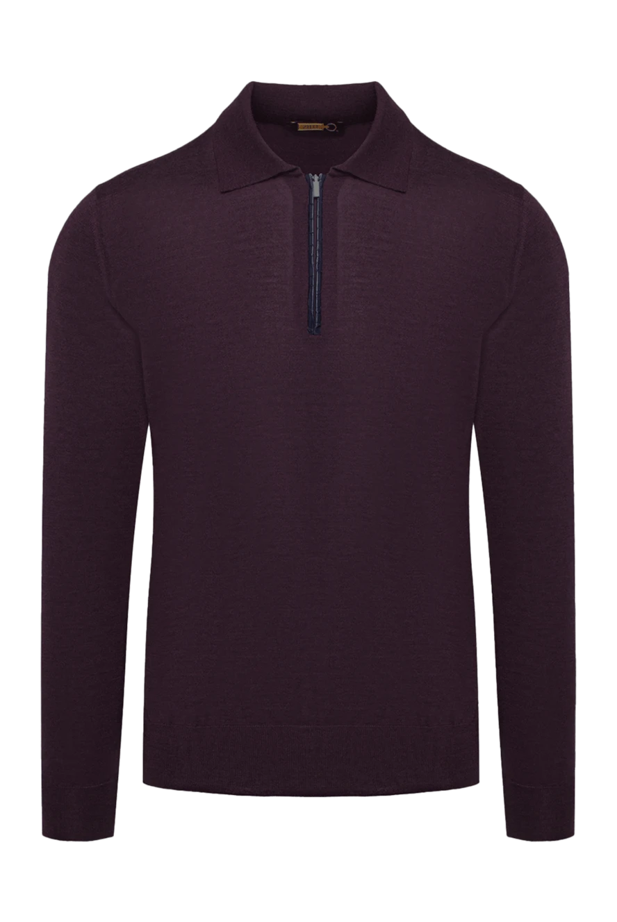 Zilli Long-sleeved polo from silk, cashmere and crocodile leather in burgundy. - Crocodile skin inserts. Long sleeve. 70% cashmere, 30% silk, crocodile skin. Closure: Zipper. Country of manufacture: Italy. Care: specialized cleaning - photo 1