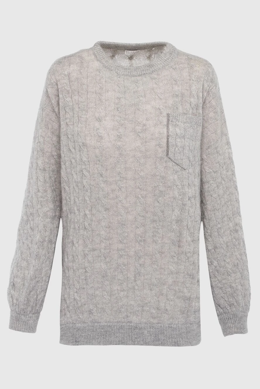 Brunello Cucinelli Gray jumper for women - Pocket: patch chest pocket. textured knitwear. 42% mohair, 38% polyamide, 20% wool. Country of manufacture: Italy. Care: specialized cleaning - photo 1