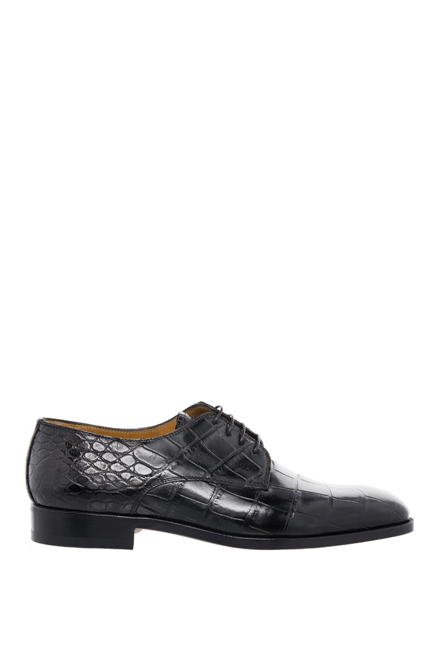 Cesare di Napoli Black alligator leather men's shoes - Textured leather. 100% alligator skin. Lace-up. Interior: Alligator. Insole: Leather. Heel height: 2cm. Outsole: Other materials. Country of manufacture: Italy. Care: specialized cleaning - photo 1