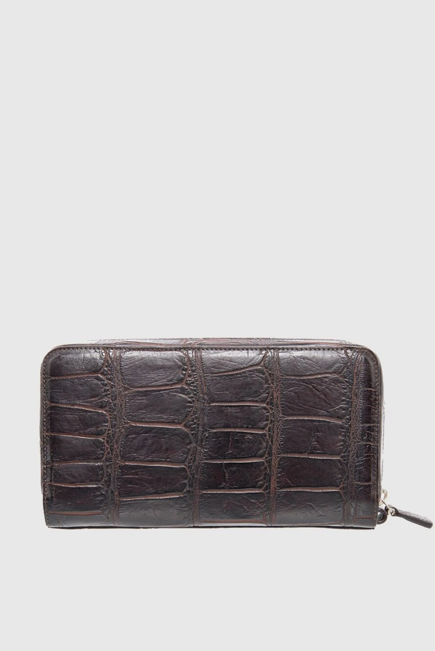 Tardini Men's clutch bag made of crocodile leather brown - Textured leather. 100% crocodile skin. Closure: Zipper. Two compartments. Country of manufacture: Italy. Care: specialized cleaning - photo 1