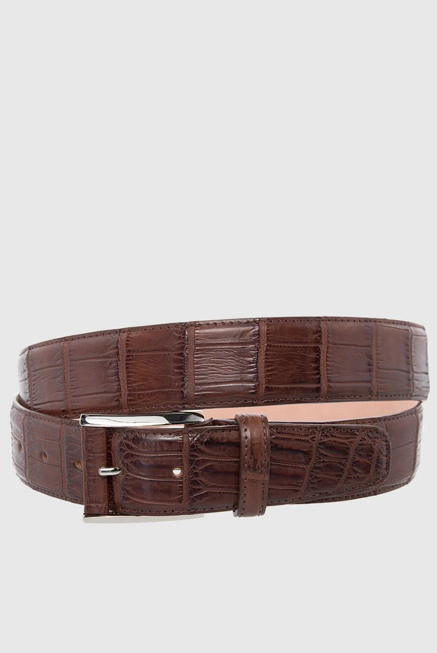 Cesare di Napoli Brown crocodile leather belt for men - Textured leather. 100% crocodile leather. Size: Width 4cm. Buckle. Country of manufacture: Italy. Care: specialized cleaning - photo 1