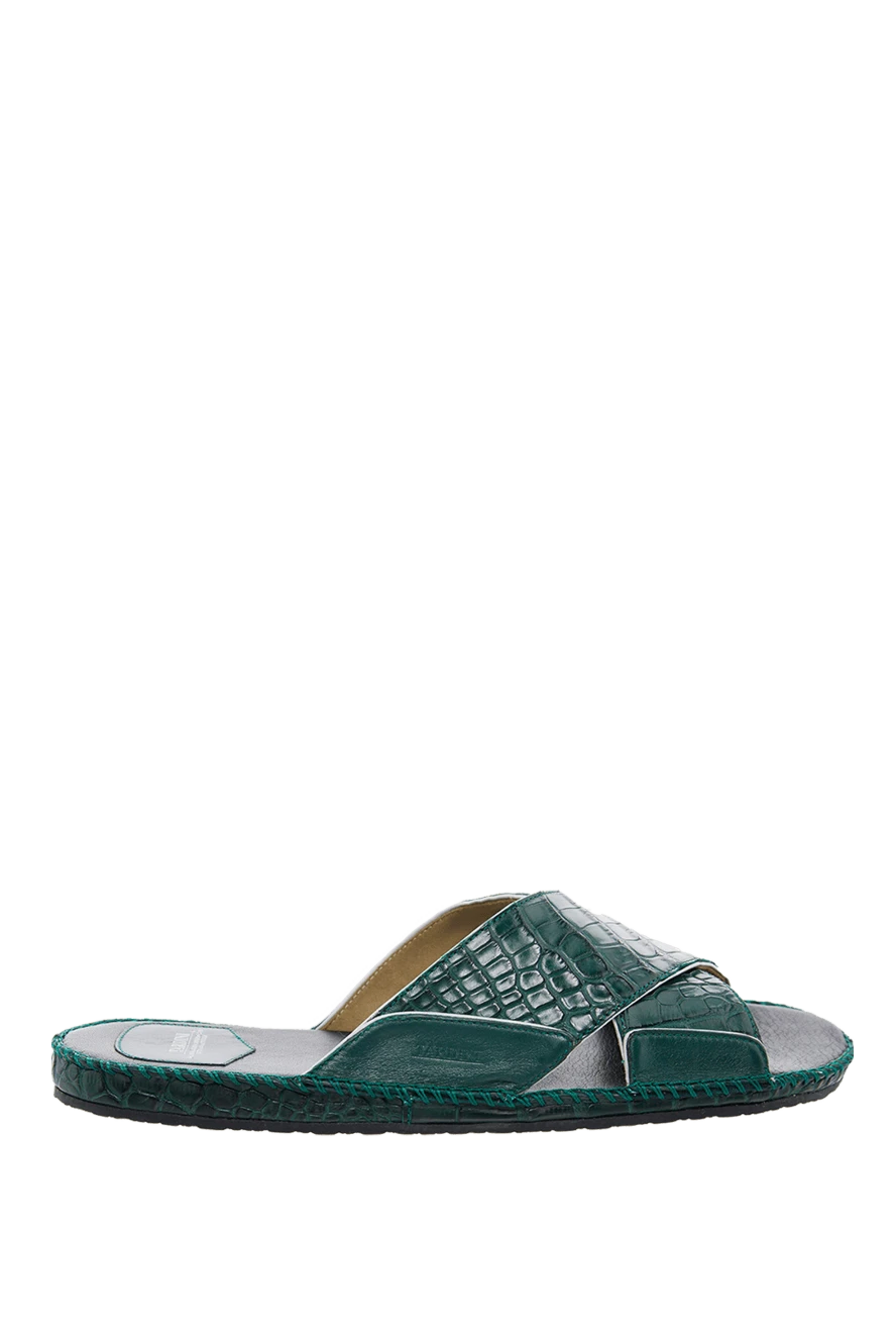 Tardini Green alligator leather flip flops for men - textured leather. leather interior, sole height 2 cm. alligator skin. polyurethane. Country of manufacture: Italy. Care: specialized cleaning - photo 1