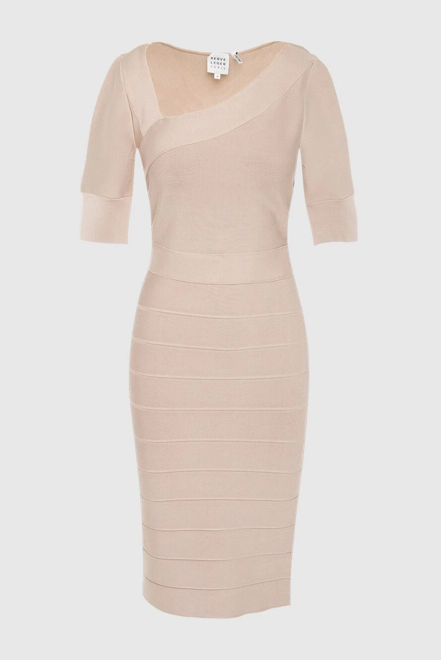 Herve Leger Beige dress for women - medium sleeve. 90% viscose, 9% nylon, 1% spandex. Country of manufacture: Italy. Care: specialized cleaning - photo 1