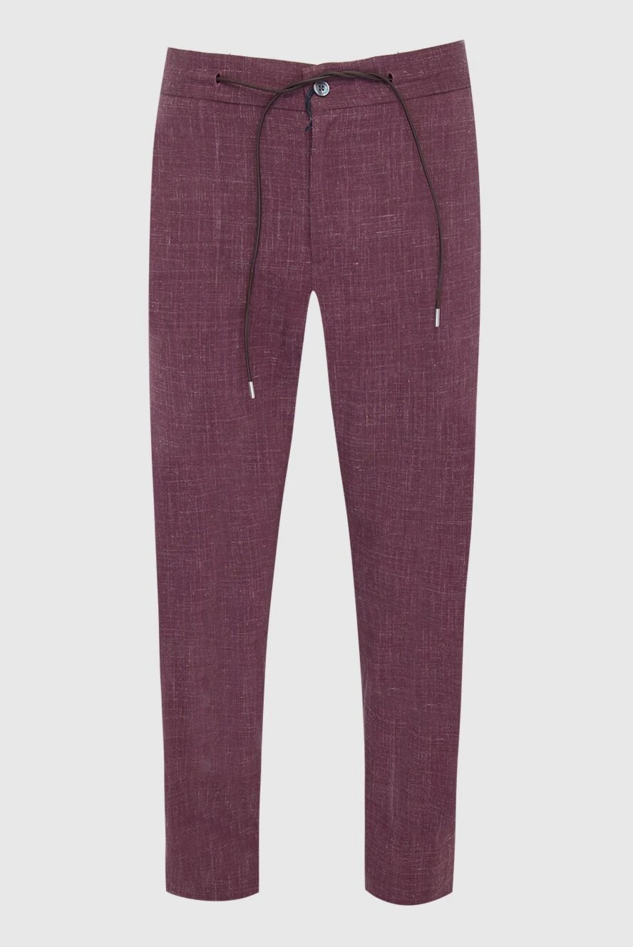 Tombolini Burgundy wool and linen pants for men - 94% wool, 6% linen,. button, zipper, drawstring. two side. Country of manufacture: Italy. Care: specialized cleaning - photo 1