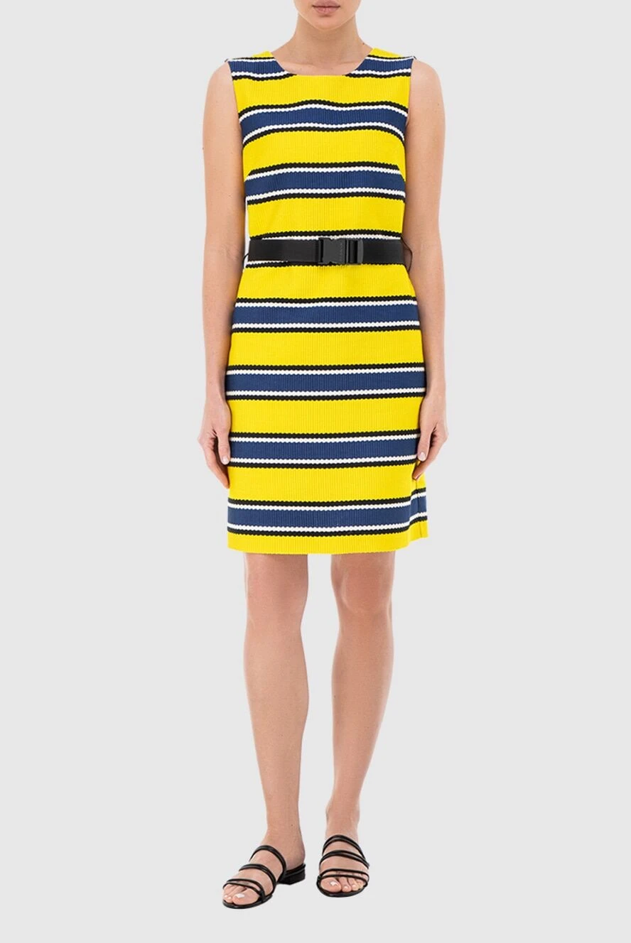 princess polly baby blue dress P.A.R.O.S.H. sleeveless dress in yellow and blue stripes made of jersey  with a belt 166228 — Women dresses