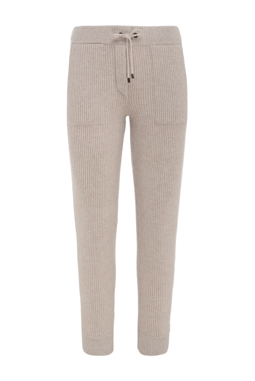 Brunello Cucinelli Брюки из шерсти бежевые женские бежевые - три кармана. 94% шерсть, 6% лен. эластичный пояс со шнуровкой. Страна производитель: Италия. Уход: специализированная чистка - фото 1