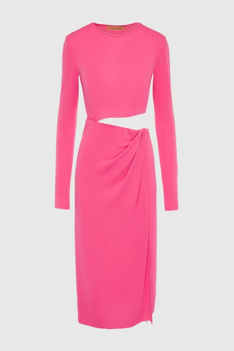 The Andamane Pink polyester dress for women - cut at the waist, fabric assembly. 94% polyester, 6% elastane. Country of manufacture: Italy. Care: specialized cleaning - photo 1