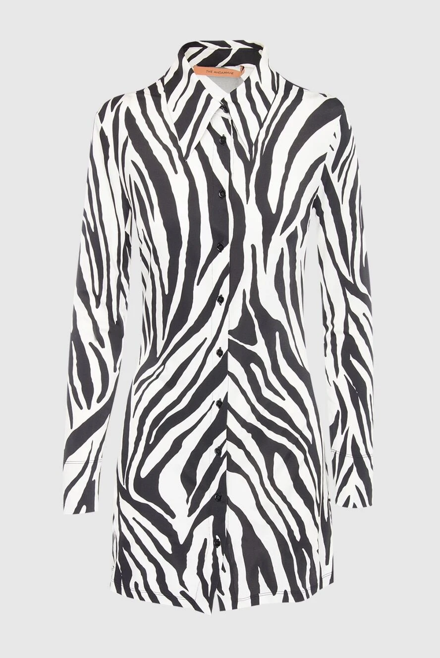 The Andamane White viscose dress for women - buttons. zebra pattern. 96% viscose, 4% elastane. Country of manufacture: Italy. Care: specialized cleaning - photo 1