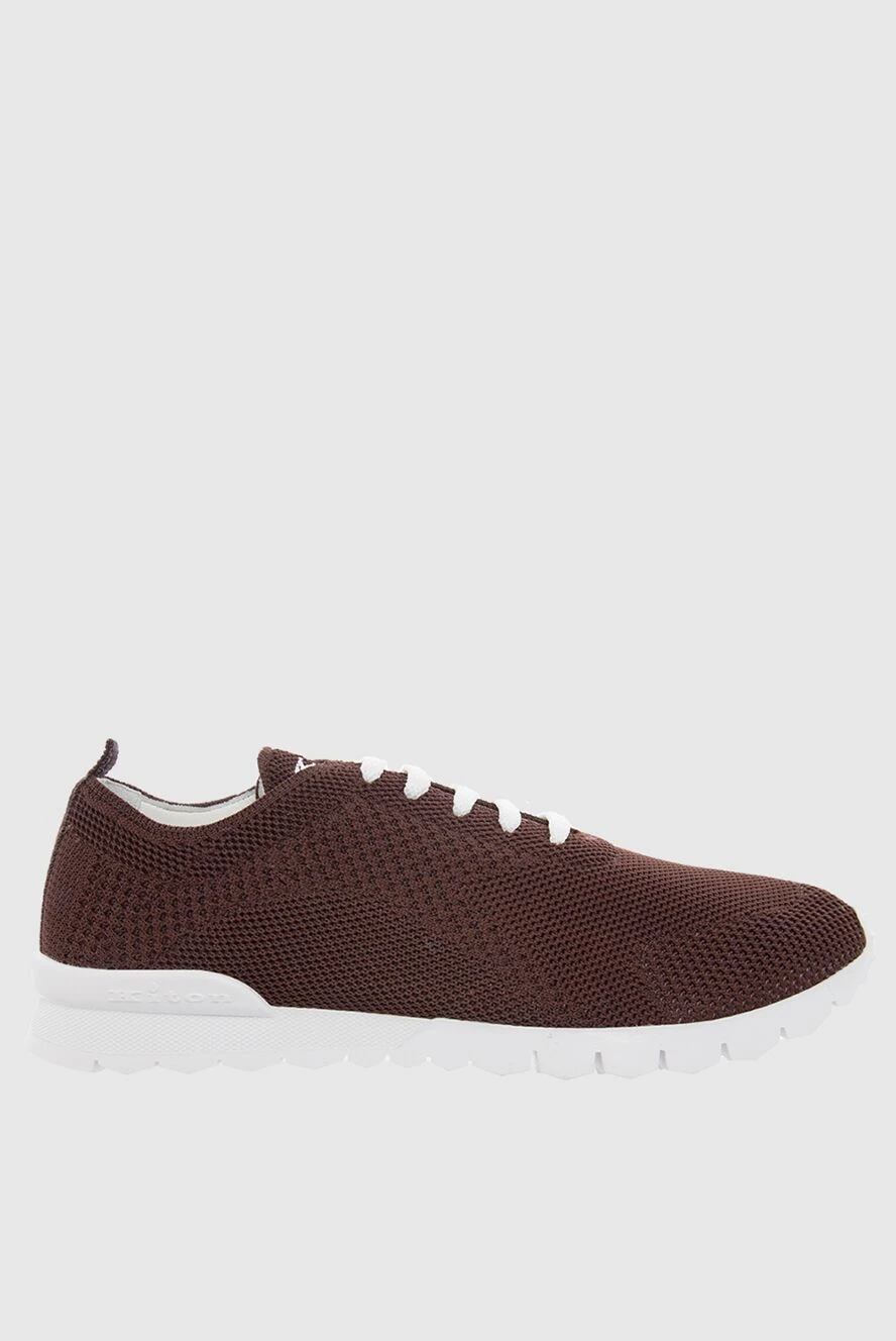 Kiton Brown men's textile sneakers - Logo. 90% cotton, 10% elastane. laces. height 2 cm. Country of manufacture: Italy. Care: specialized cleaning - photo 1