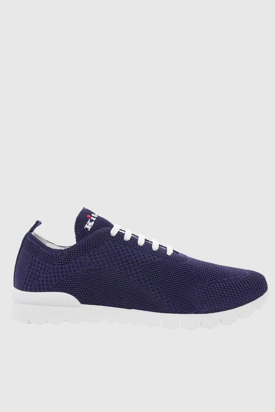 Kiton Blue men's textile sneakers - Logo, contrast sole. 90% cotton, 10% elastane. laces. height 2 cm. Country of manufacture: Italy. Care: specialized cleaning - photo 1