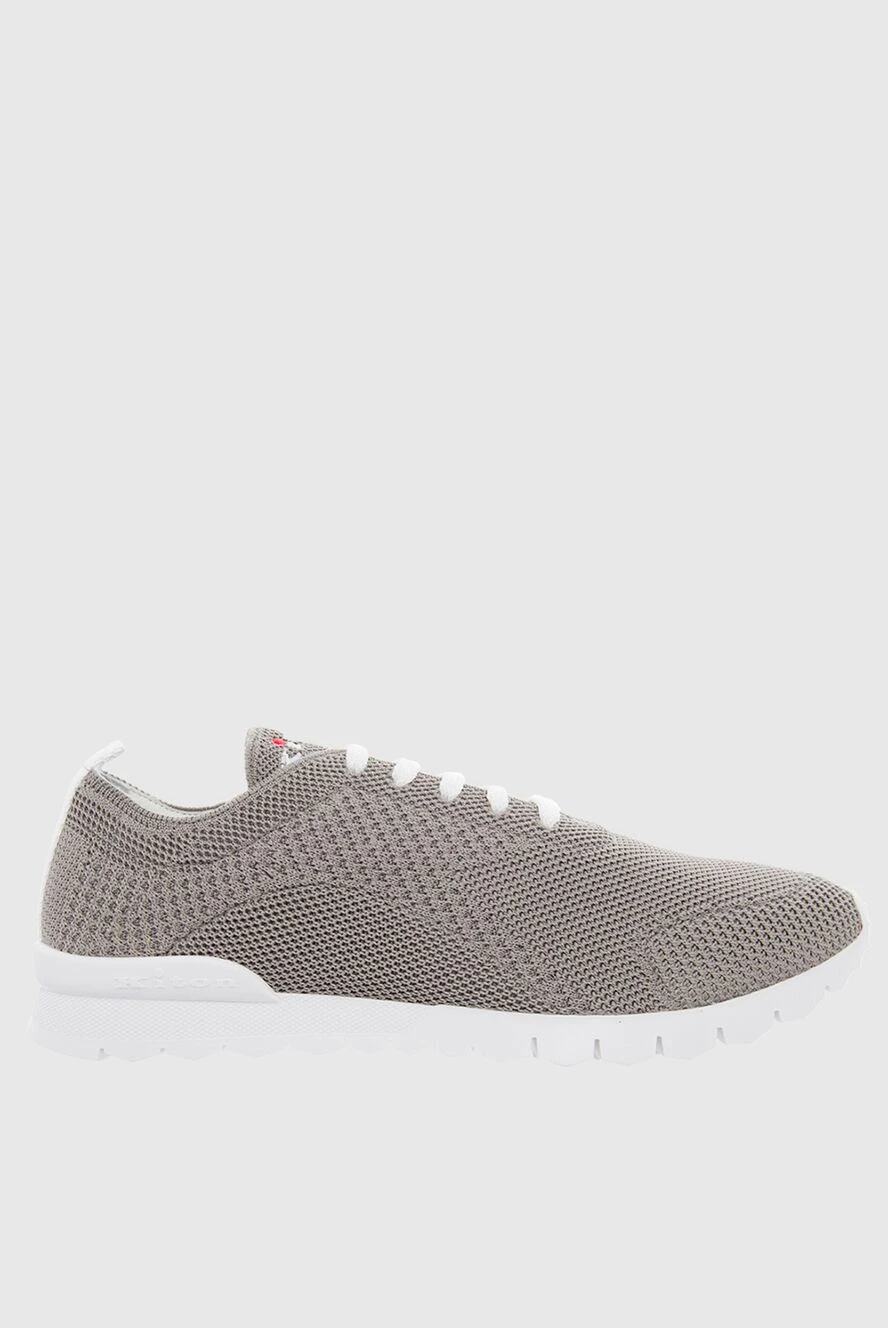 Kiton Gray men's textile sneakers - Logo, contrast sole. 90% cotton, 10% elastane. laces. height 2 cm. Country of manufacture: Italy. Care: specialized cleaning - photo 1