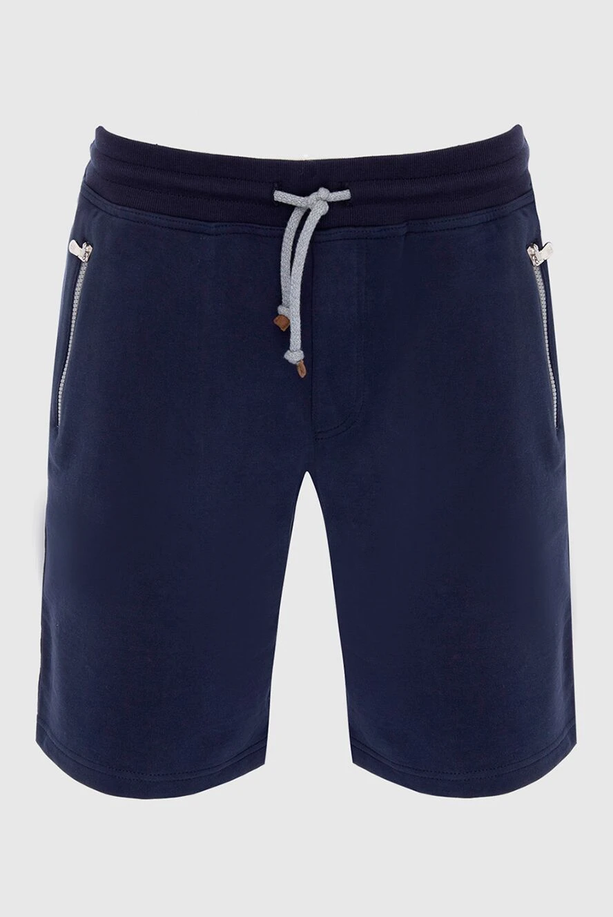 Brunello Cucinelli Blue cotton shorts for men - raw edge. 100% linen. Closure: zipper, button. Three side pockets, two back pockets. Country of manufacture: Italy. Care: specialized cleaning - photo 1