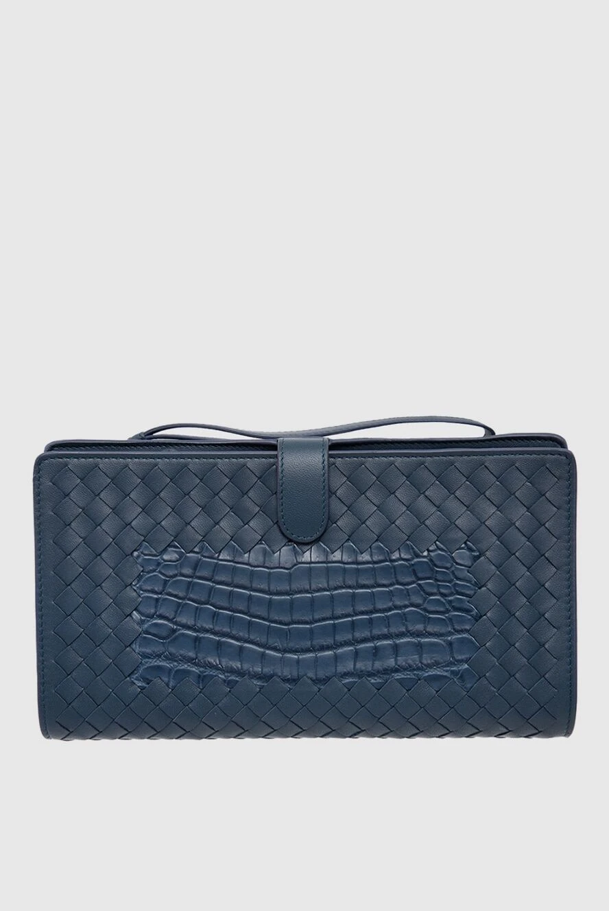 Bottega Veneta men s clutch bag made of genuine leather and crocodile skin blue 166510 Men wallets and clutches Domino Online Store Ukraine