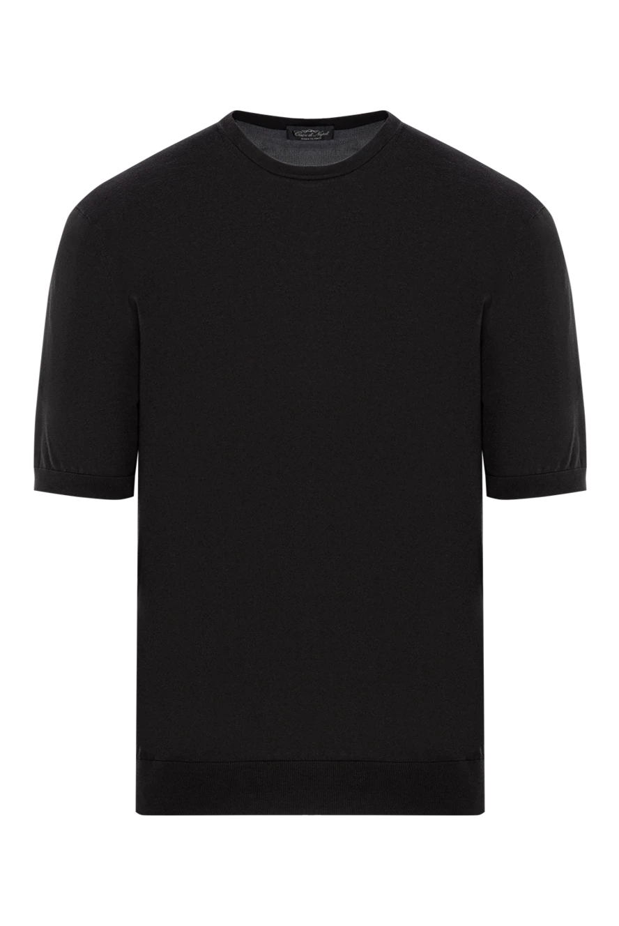 Cesare di Napoli Short sleeve jumper made of silk and cotton brown men's (markdown) - Short sleeve. 55% silk, 45% cotton. Country of manufacture: Italy. Care: specialized cleaning - photo 1
