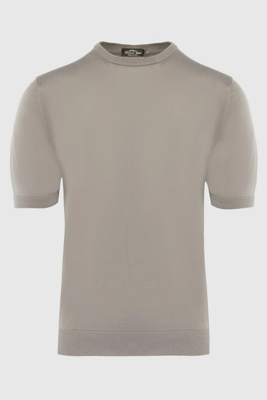 Cesare di Napoli Short sleeve jumper in silk and cotton beige for men - Optional: Short sleeve. Composition: 50% silk, 50% cotton. Country of manufacture: Italy. Care: specialized cleaning - photo 1