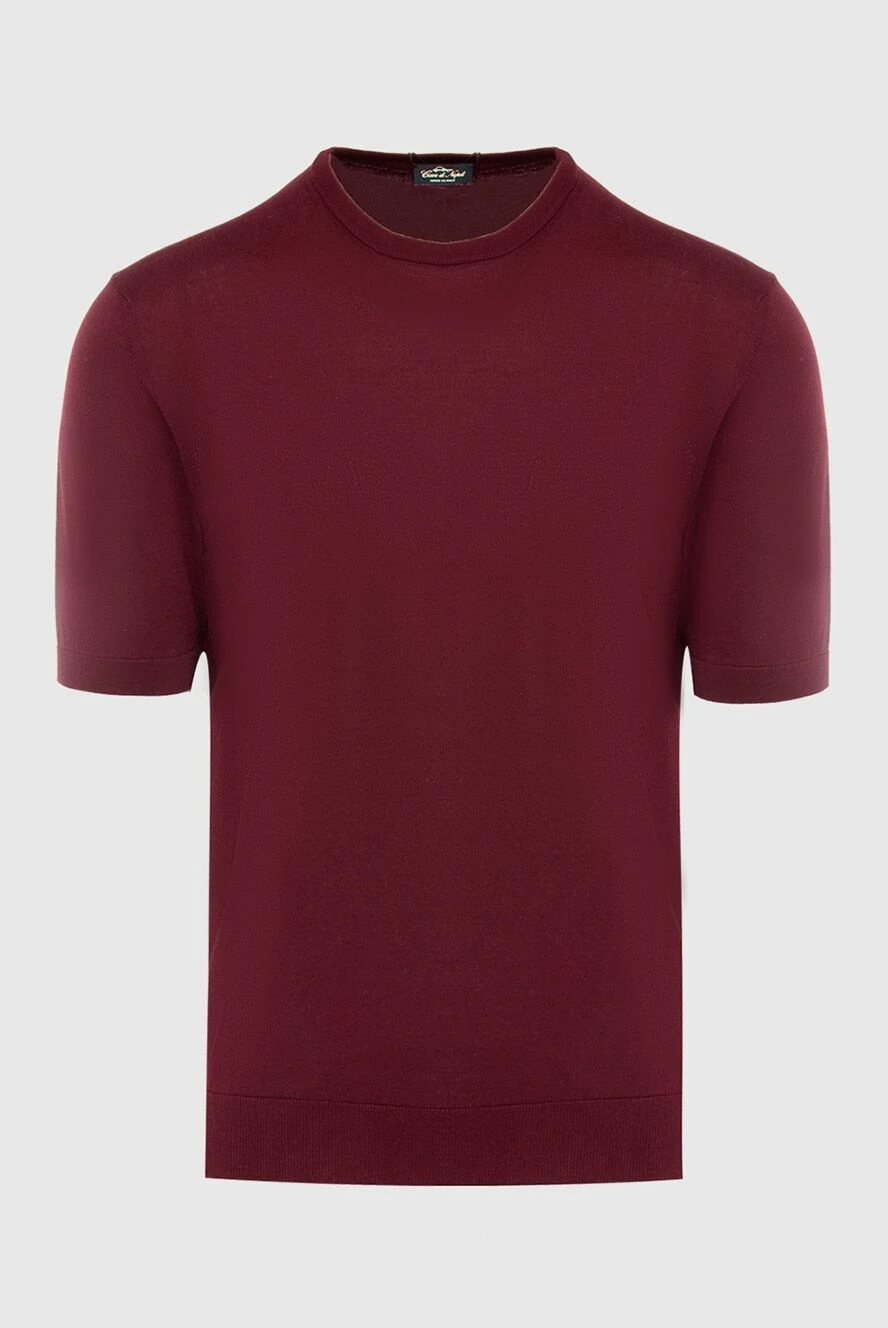 Cesare di Napoli Cotton short sleeve jumper burgundy for men - Optional: Short sleeve. Composition: 100% cotton. Country of manufacture: Italy. Care: specialized cleaning - photo 1